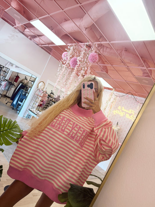 Dilly Dally Striped Mock Neck