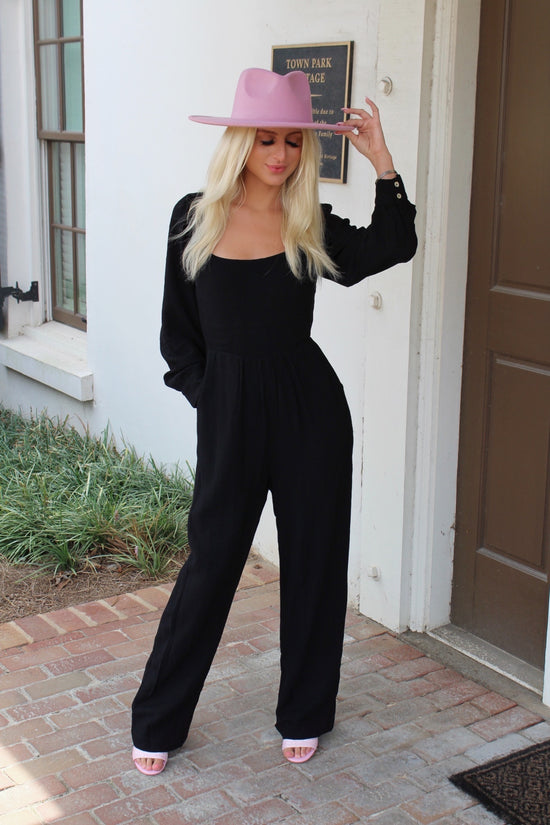 Square Neck With Back Opened Wide Leg Jumpsuit
