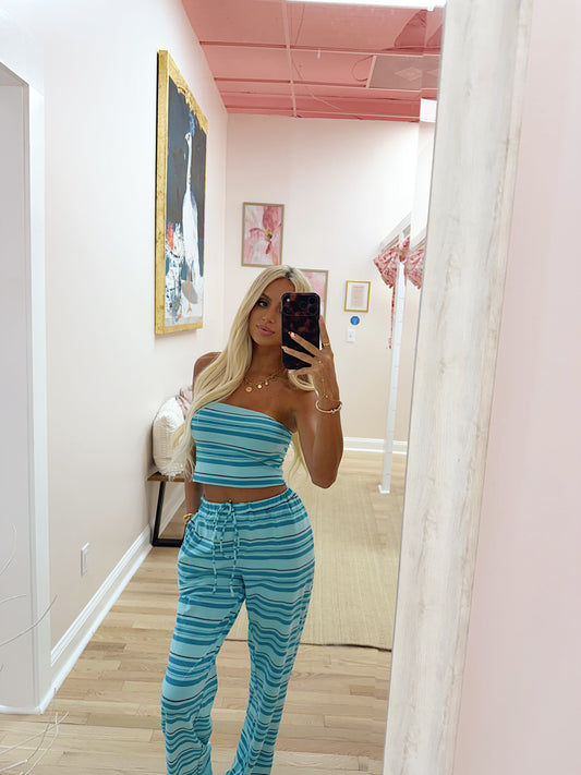 The Striped Tube Top and Wide Leg Pants Set