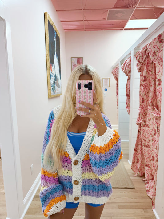 The Rainbow Knit Button Up Cardigan