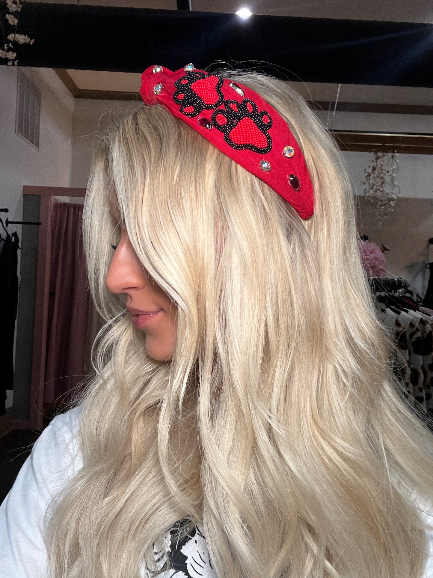 Load image into Gallery viewer, Red Paw Print Headband
