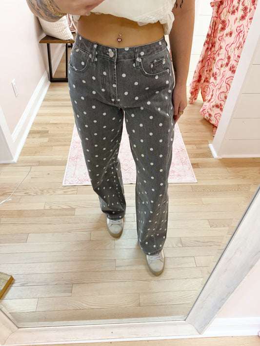 The Polka Dot Mid Rise Denim Pants
