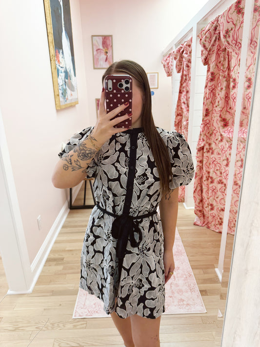 The Leslie Tie Puff Sleeve Dress