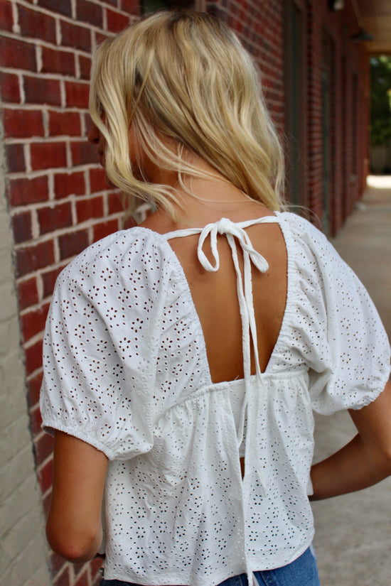 Square Neck Eyelet Top
