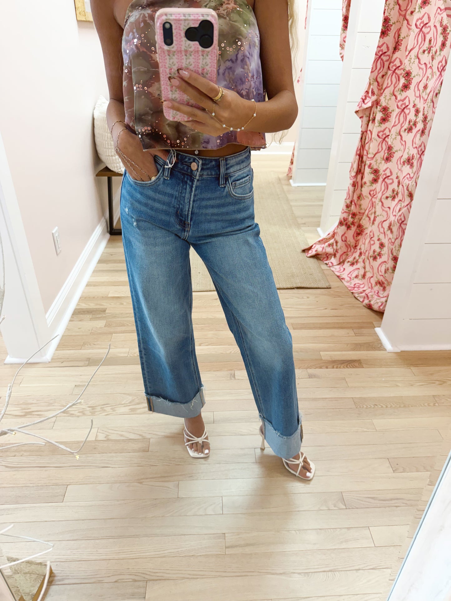 High Rise Cuffed Crop Jeans