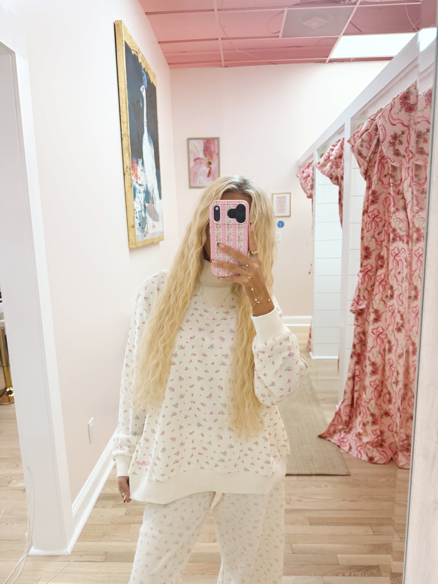 Happy Camper Peony Sprinkle Mock Neck