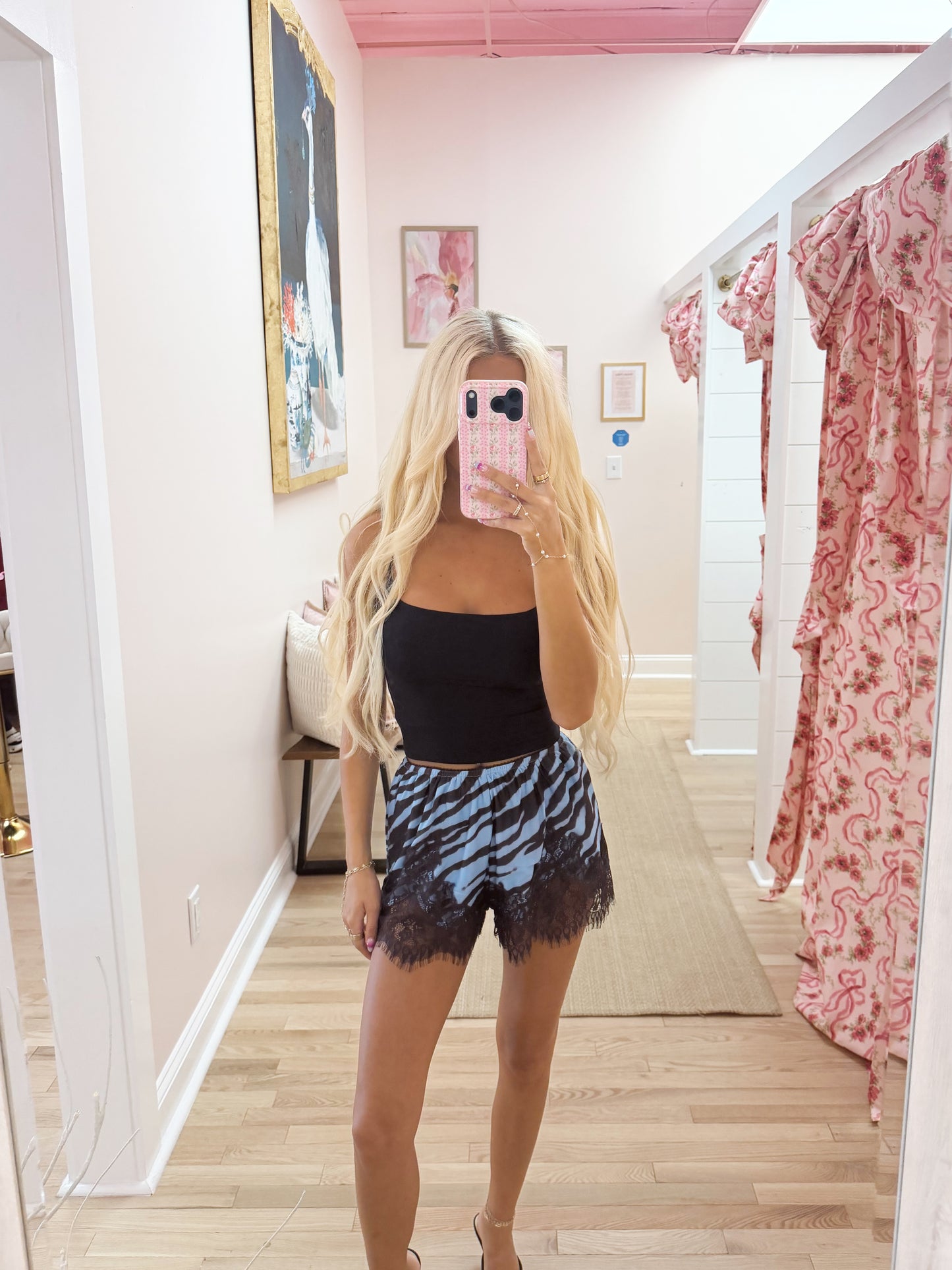 The Zebra Lace Satin Shorts