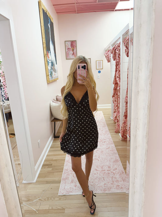 The Lace Polka Dot Mini Dress