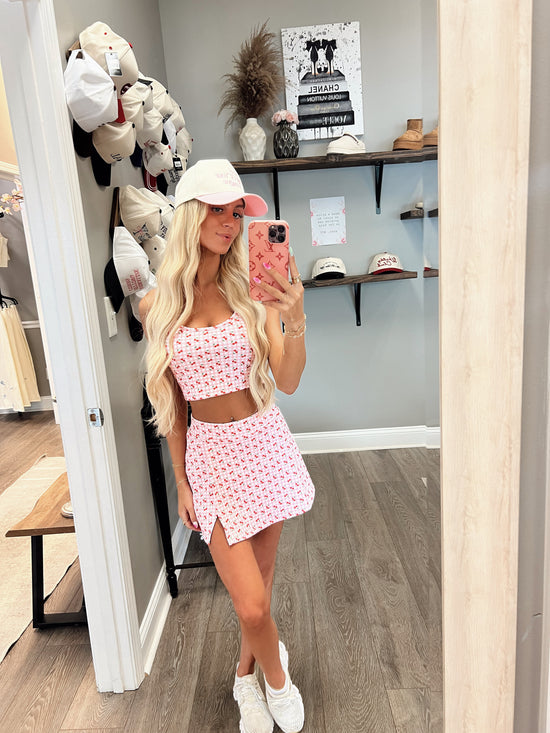 The Cherry Gingham Racerback Crop Tank