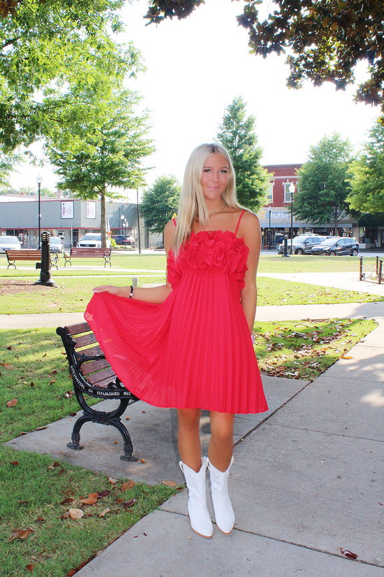 The Bailey Red Ruffle Dress