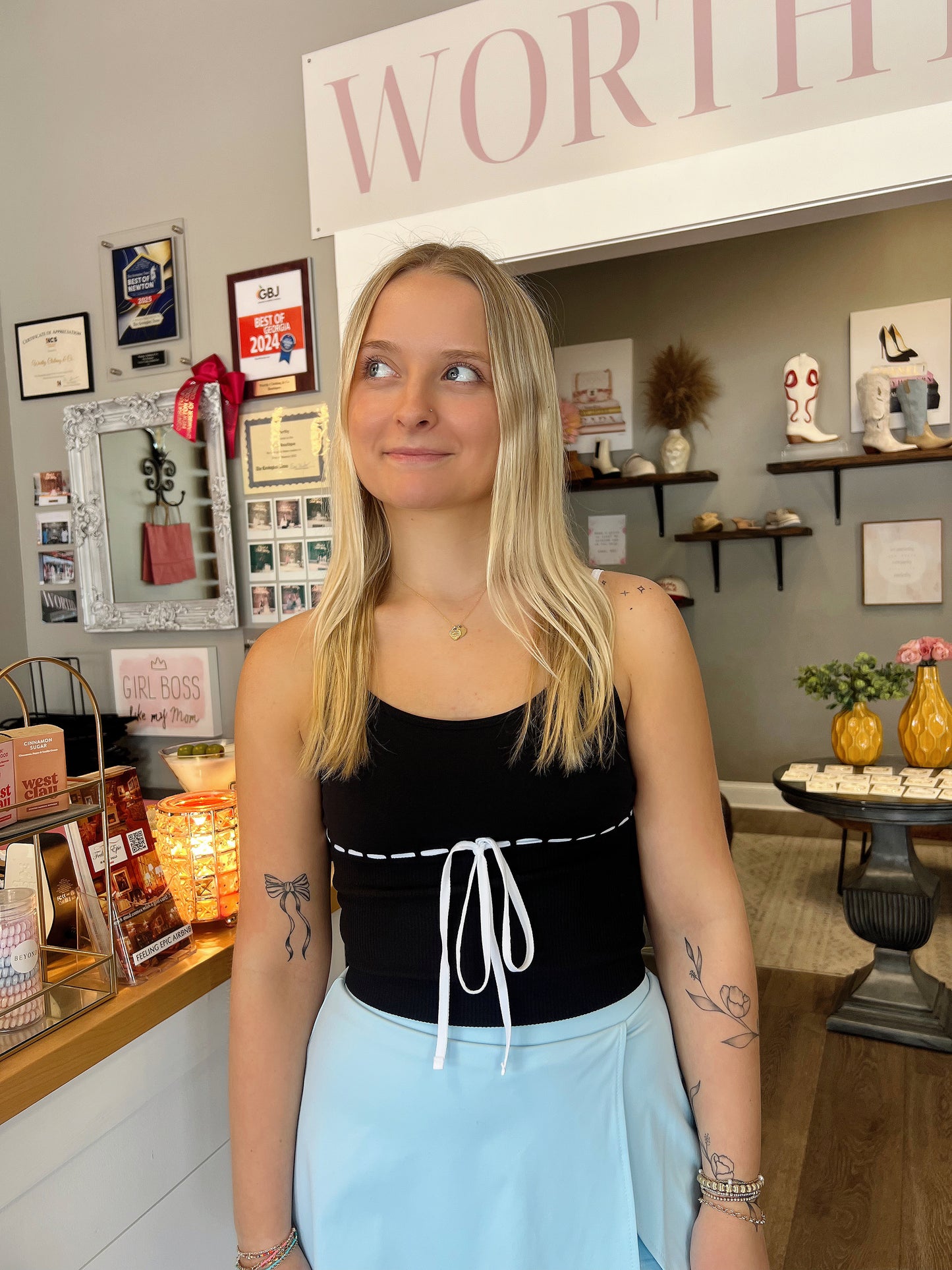 Front Ribbon Detail Tank Top