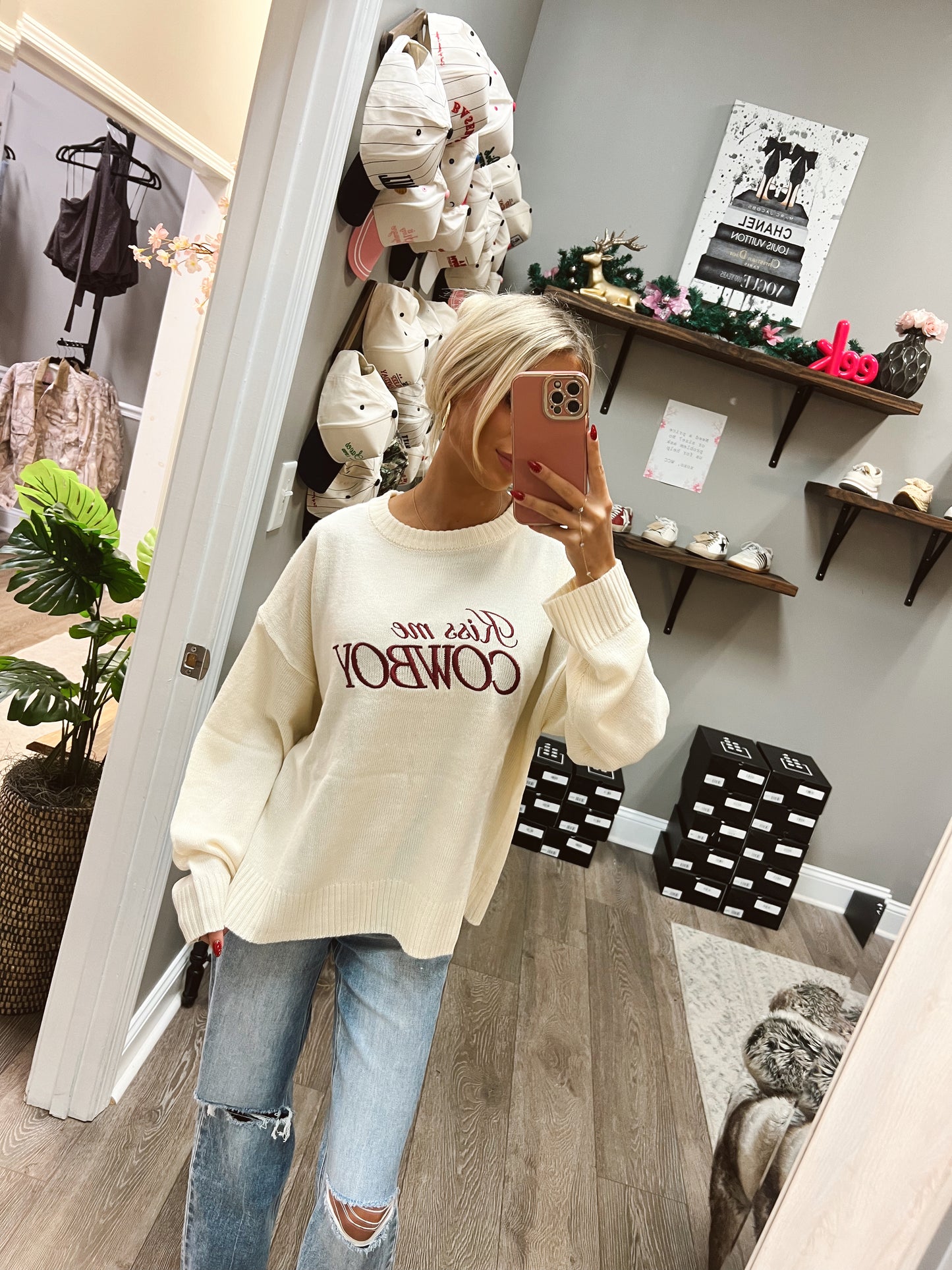 Kiss Me Cowboy Sweater Top