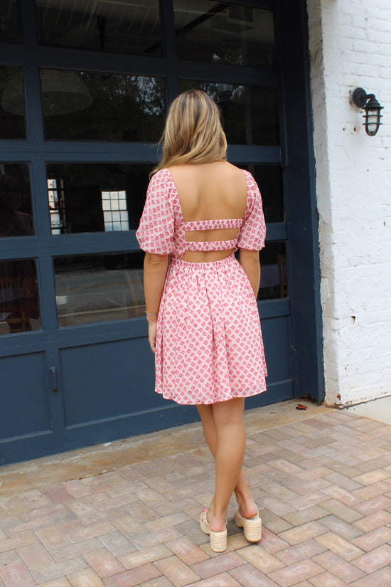 Square Neck Back Out Mini Dress