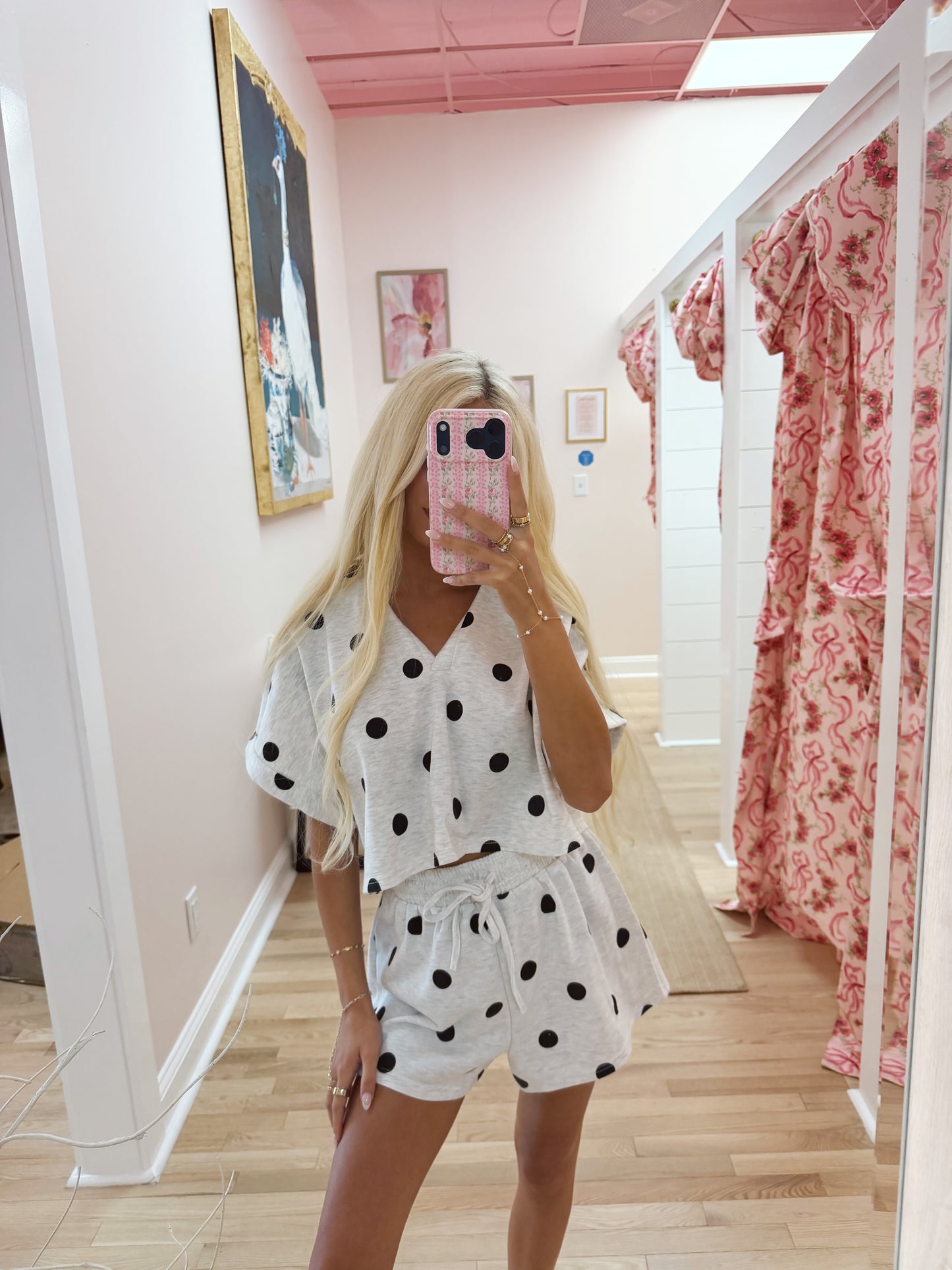 The Polka Dot Collared Top and Shorts Set