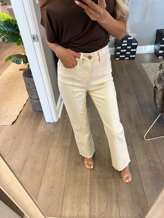 High Rise Pintuck Bootcut Jeans