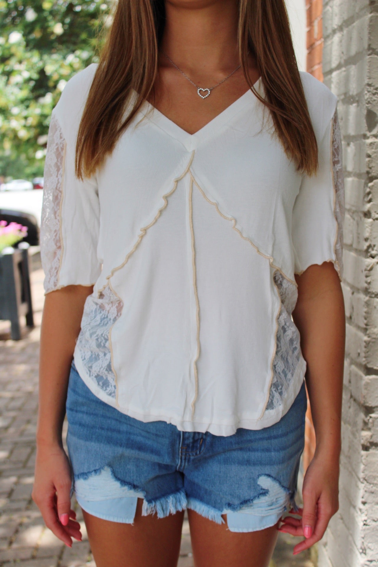 Lace Mixed Knit Top