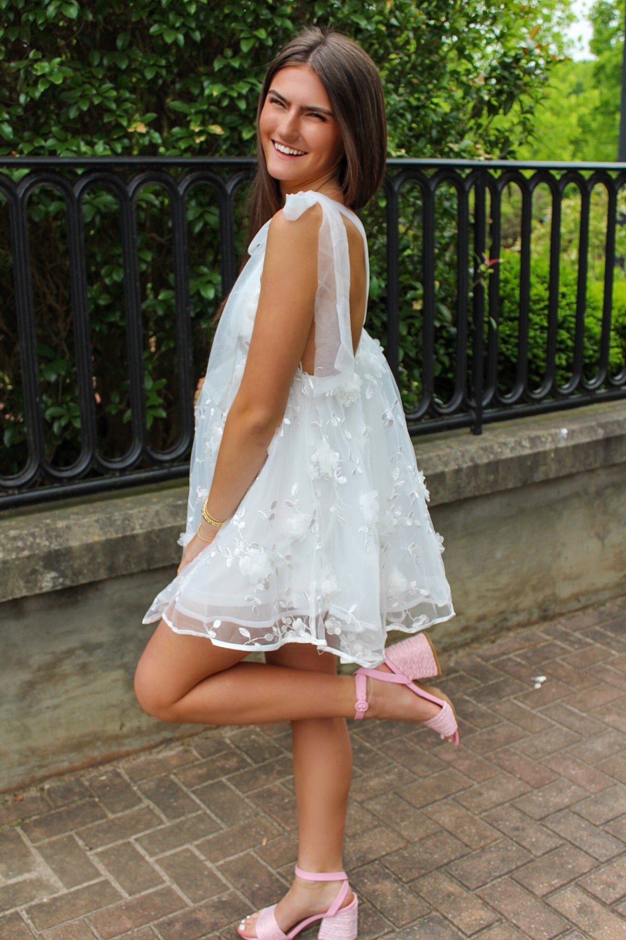White Flower Tulle Dress