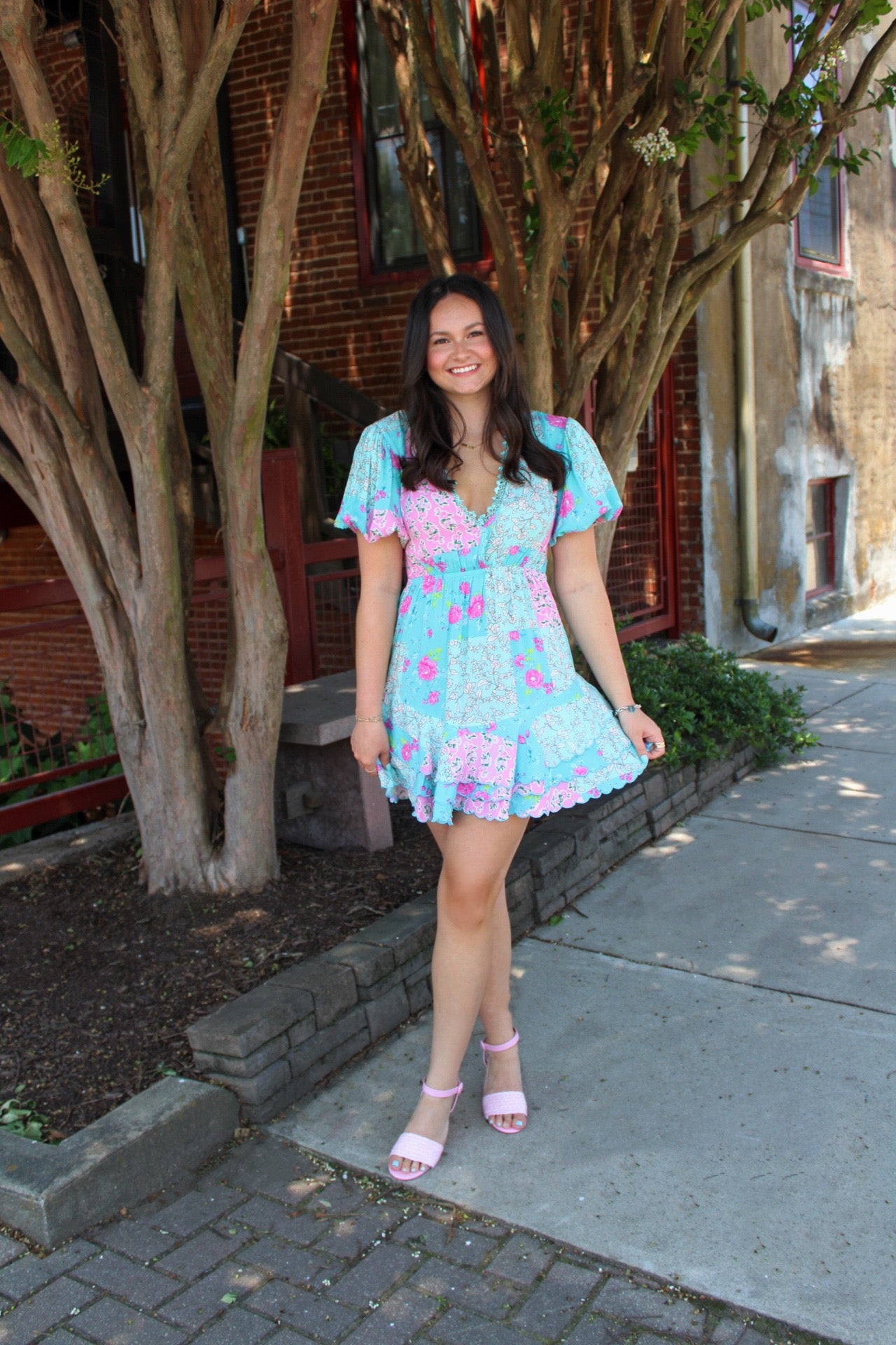 Tiered Scallop Hem Mini Dress