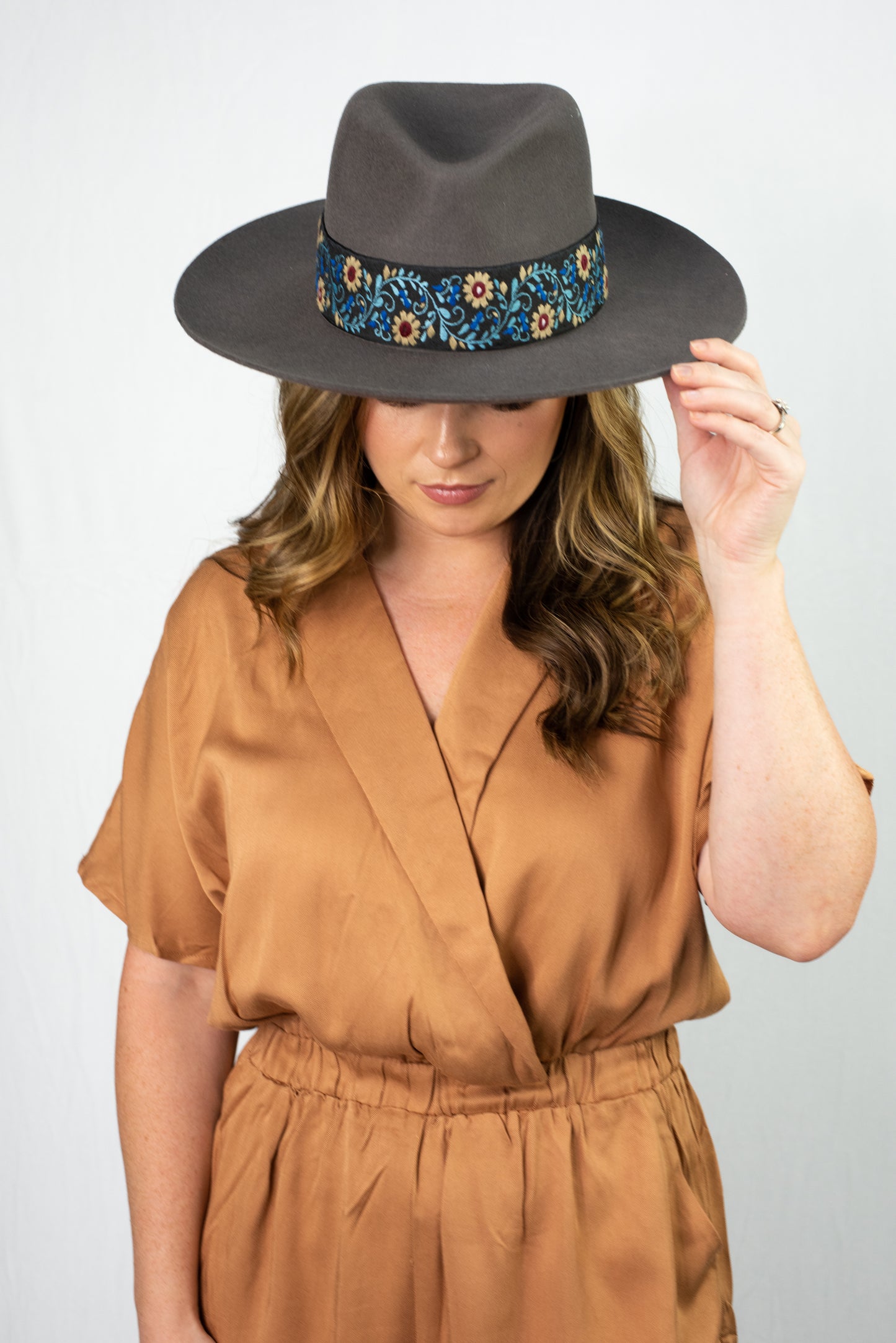 Mitto Shop Wrap-Front Brown Romper