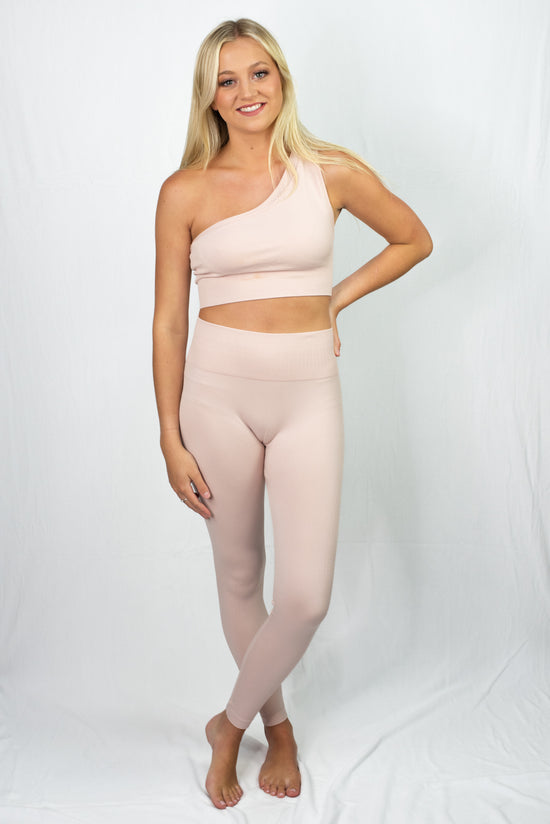 Kimberly C Pink One-Shoulder Athleisure Two-Piece Set