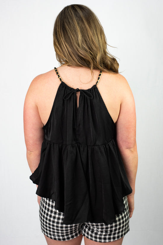 Load image into Gallery viewer, Sleeveless Tiered Black Flow Top
