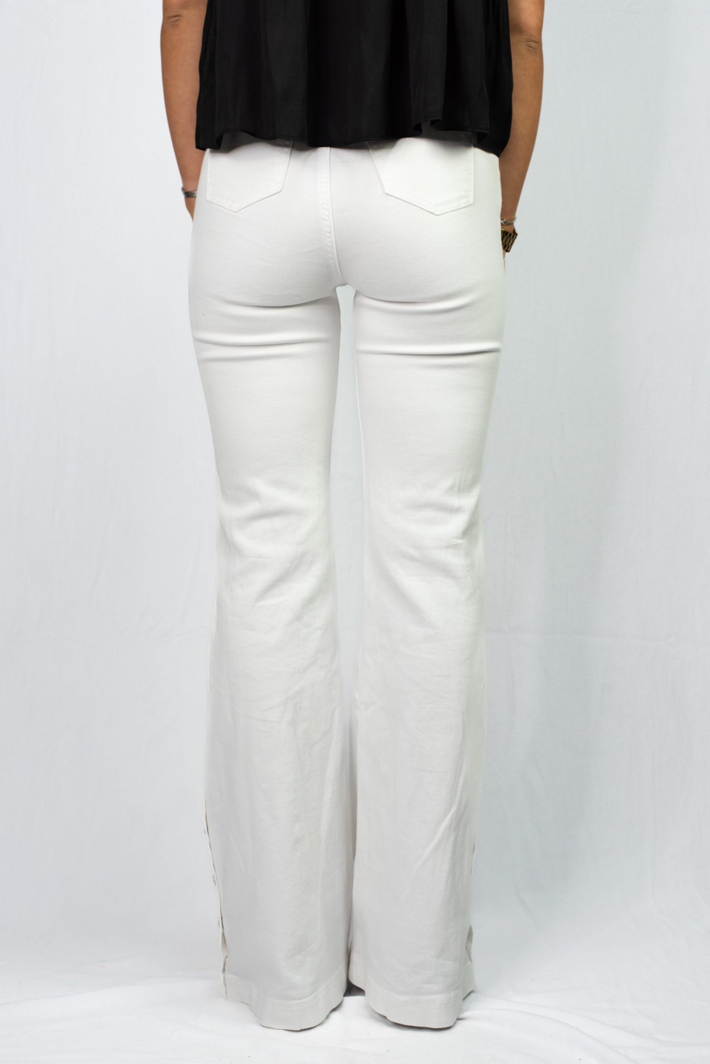 Flying Tomato White Bell Bottom Jeans with Tie Waist