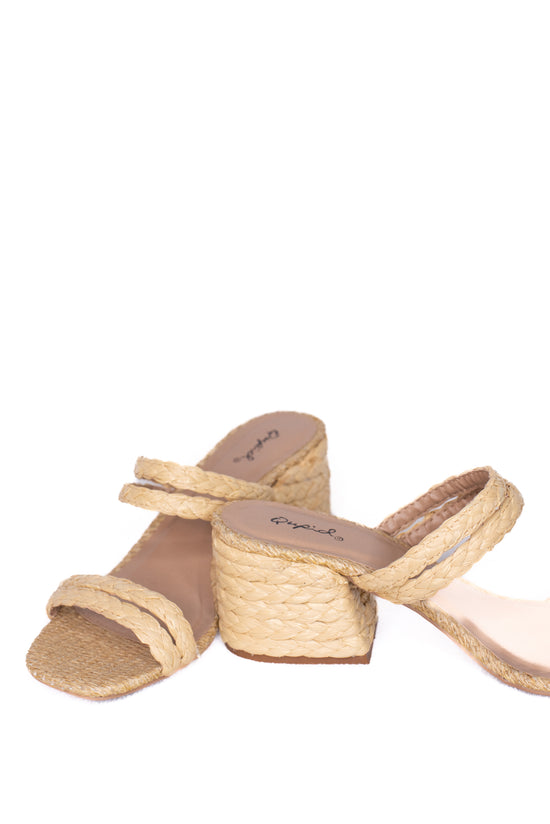 Qupid Basket Weave Beige Sandals