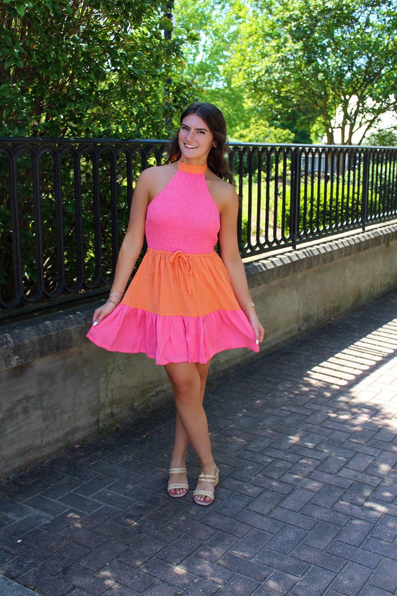 Colorblock Textured Solid Mini Dress