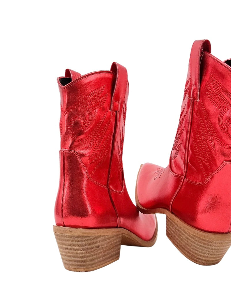 Shu Shop Red Metallic Western Boots