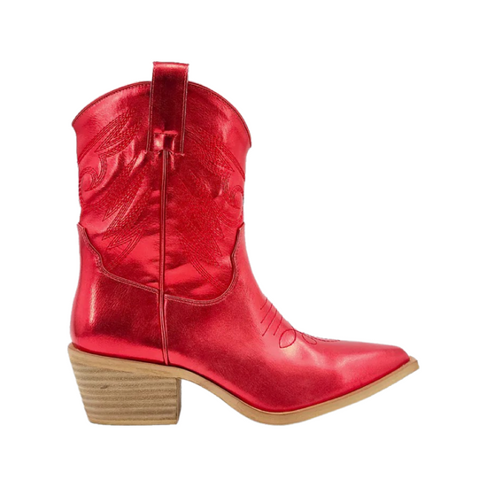 Load image into Gallery viewer, Shu Shop Red Metallic Western Boots

