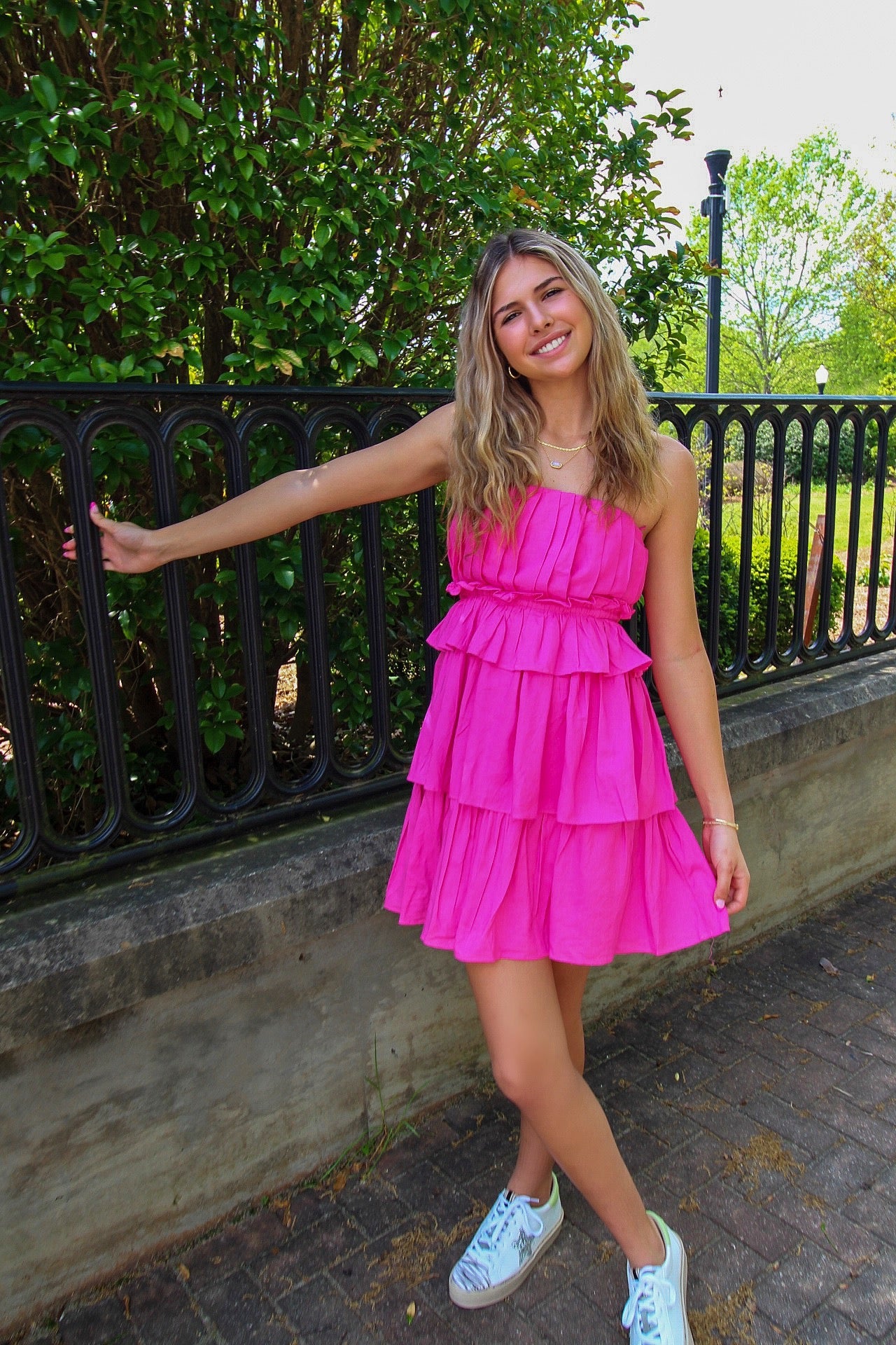 Pleated Tube Top Mini Dress